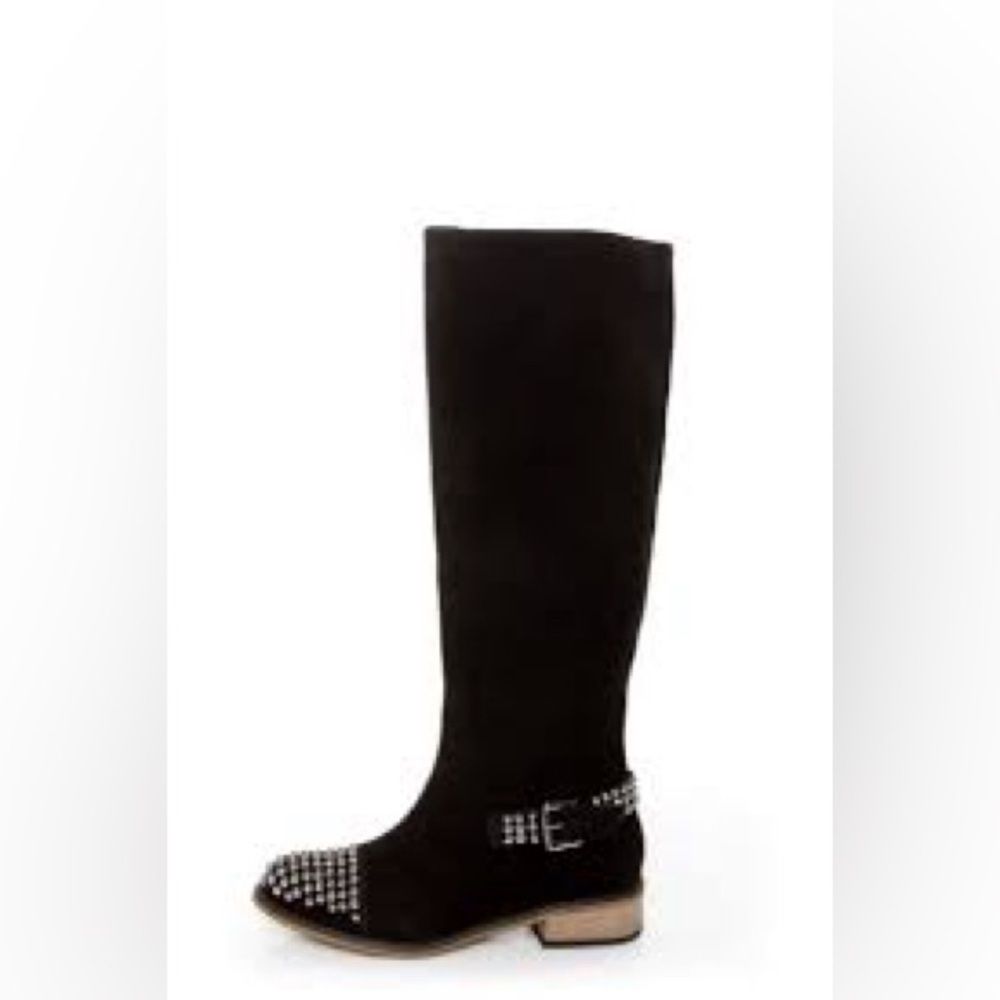 Kelsi Dagger tall black suede boots studded silver women’s size‎ 8 punk goth